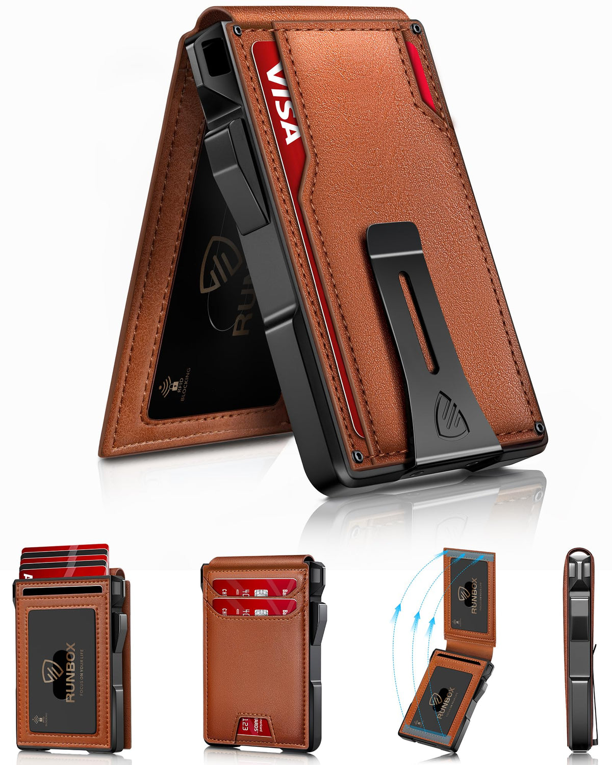 Wallet for Men, Mens Minimalist Wallet 14 Cards, Slim Compact RFID Wallet