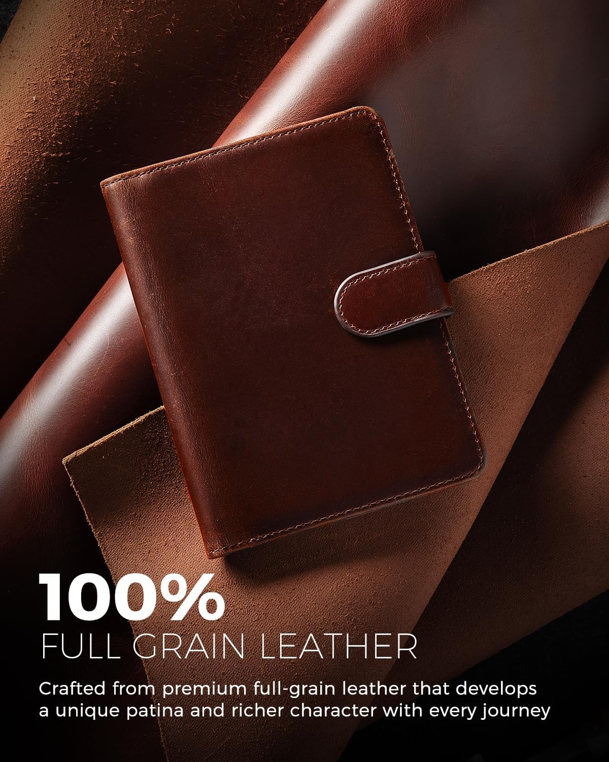 LORZOR Passport Holder for Travel: RFID Blocking Full Grain Leather Passport Wallet for Men - Slim Minimalist Bi-fold Passport Cover for Air Ticket Credit Card Bills Coin, Gift Boxed (Brown)