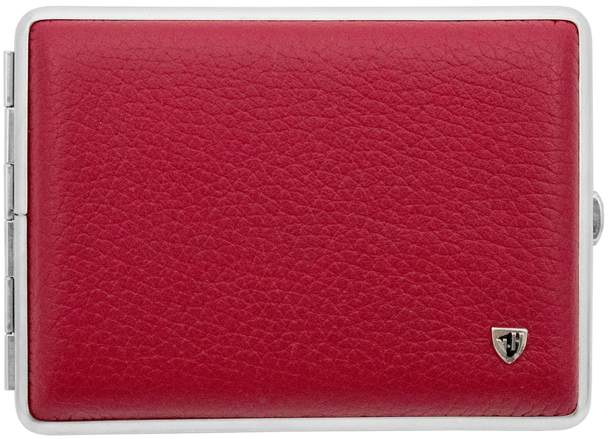 Made in Germany Genuine Leather Gold Plated Cigarette Case (18 100s) with Elastic Bands (Deer Black)