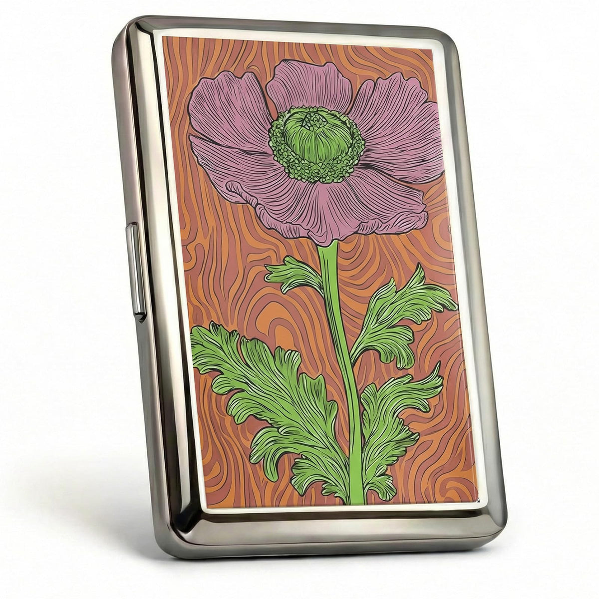 Vintage - Style Versatile Card & Cash Case Art Deco Design Metal Wallet with RFID and Holds King Size / 100s Women and Men Easy Snap Business Card Box for Credit Cards Cash Id Business Cards.