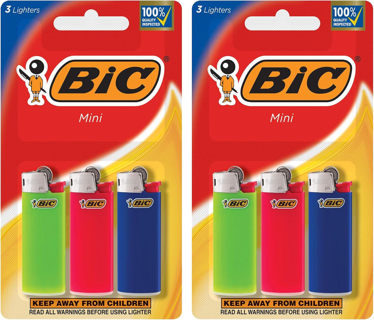 BIC Mini Lighter, Assorted Colors, 6-Pack (Packaging Varies)