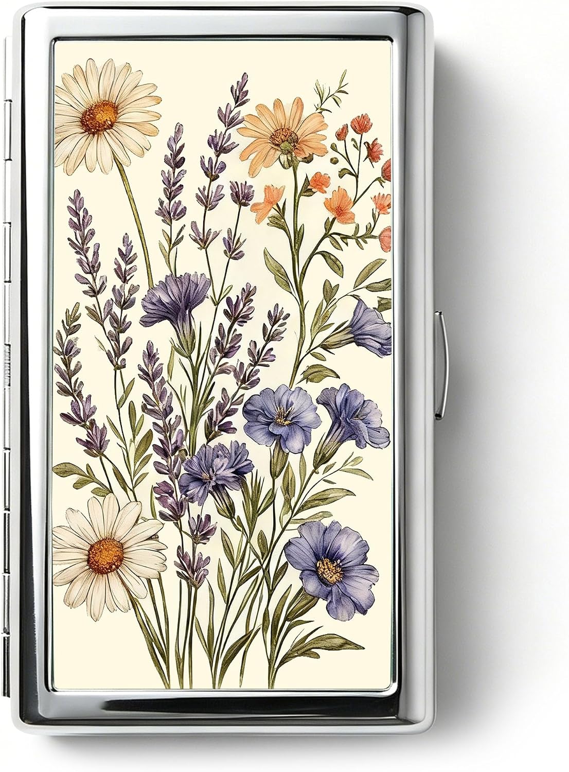 Vintage Art Deco Versatile Card & Cash/Cigarette Holder Case, Slim Metal Wallet for Women Men Credit ID Business Cards (#C)