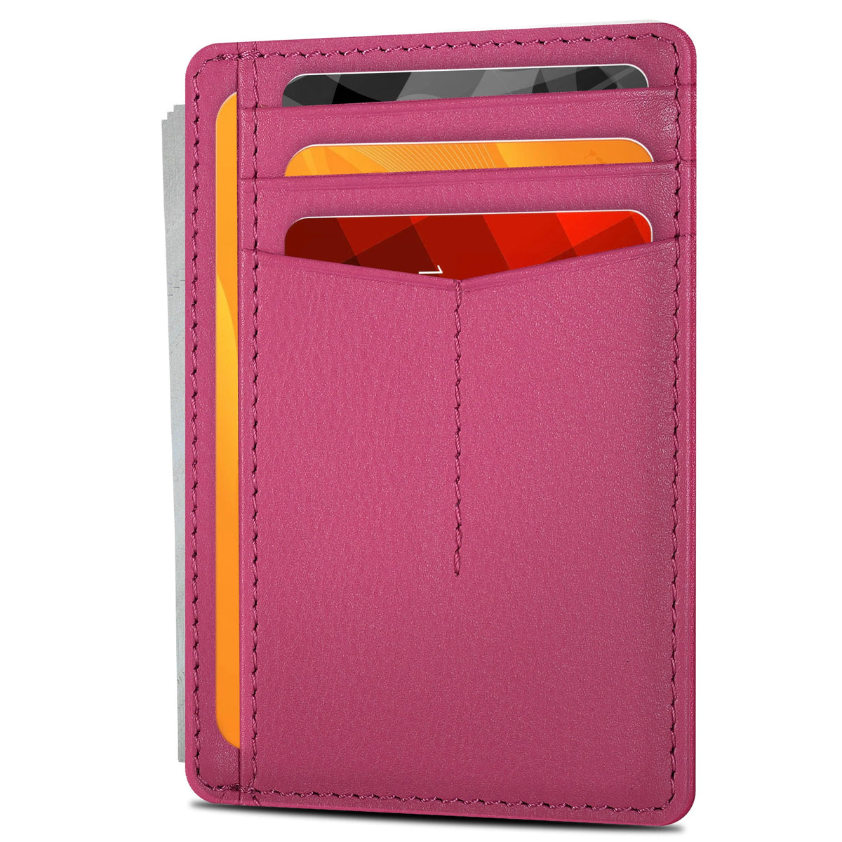 Slim Minimalist RFID Leather Wallet, Front Pocket Card Holder, Ebony