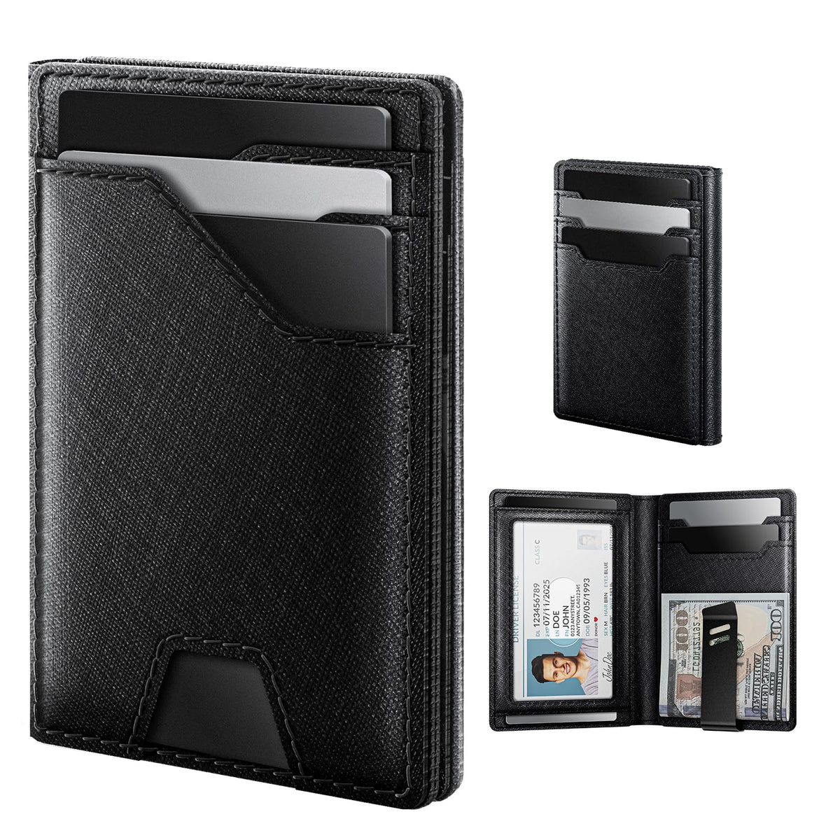 typecase Leather Wallet for Men Card Holder: Premium Genuine Leather, RFID Blocking, Slim, Minimalist, Front Pocket - 15 Cards Capacity | ID Window | Money Clip (Brown)