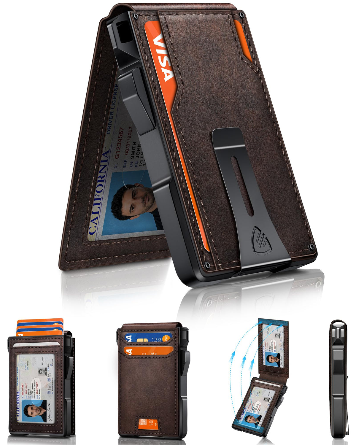 Wallet for Men, Mens Minimalist Wallet 14 Cards, Slim Compact RFID Wallet