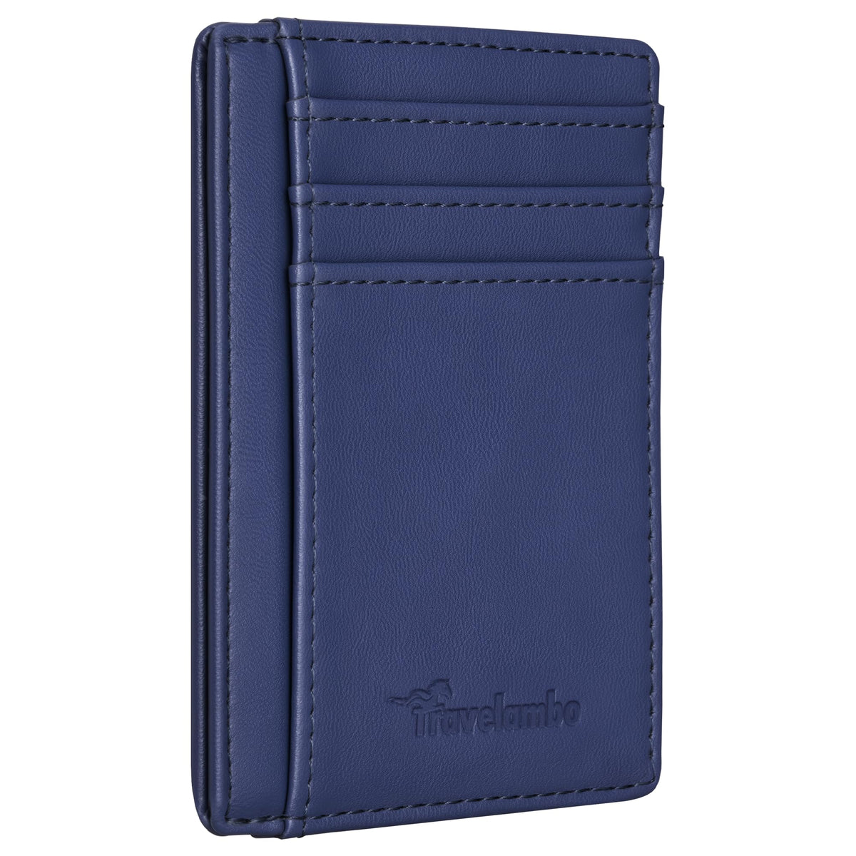 Travelambo Slim Wallet Front Pocket Minimalist Leather RFID Blocking Medium Size