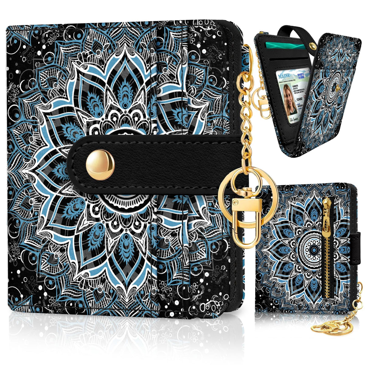 Jogjam Black Cat Floral Rfid Women Wallet, Small Slim Credit Card Holder