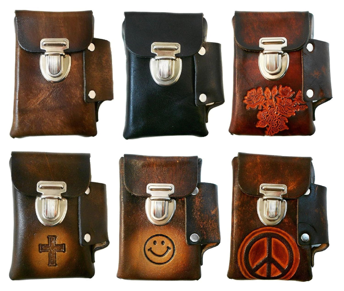 Hand Crafted Leather Cigarette Case, Lighter Pocket, Many Tooled Designs