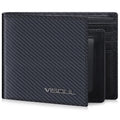 VISOUL Mens Wallet Bifold RFID Protected with 2 ID Windows 8 Credit Card Slots 2 Cash Compartments, Carbon Fiber Leather Wallet for Men Gift Box (Black+Burgundy)