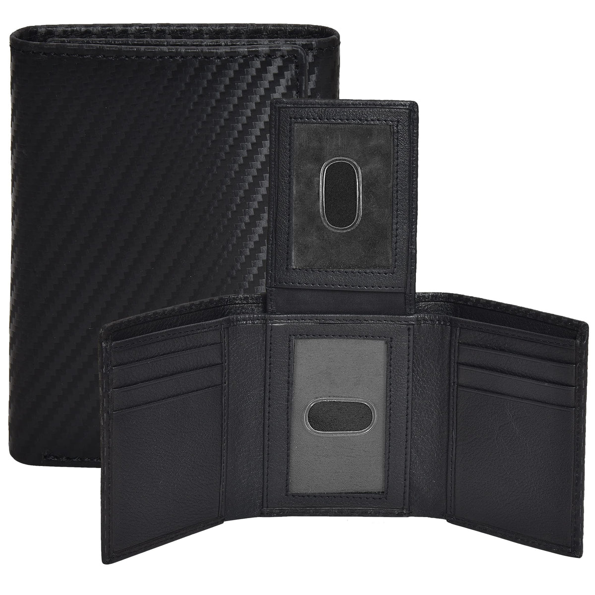 Real Leather Mens Trifold Wallet - RFID Slim Minimalist Front Pocket Gift