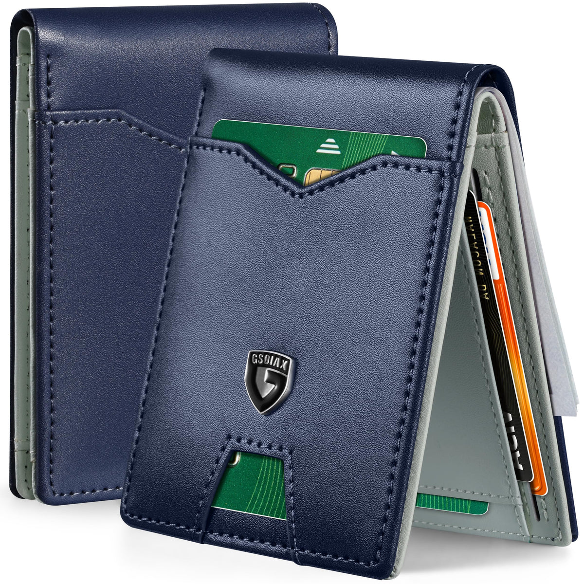 GSOIAX Slim Wallet for Men Rfid Blocking Leather Bifold Front Pocket Carbon Fiber Men's Money Clips Credit Card Holder With Gift Box