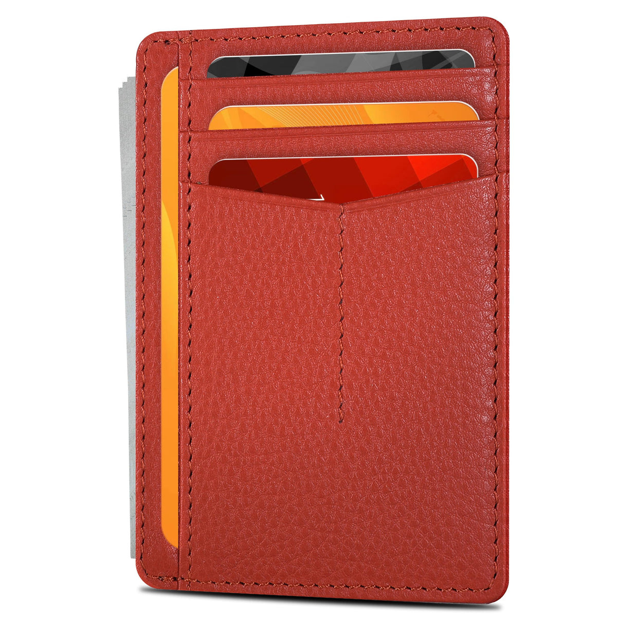 Slim Minimalist RFID Leather Wallet, Front Pocket Card Holder, Ebony