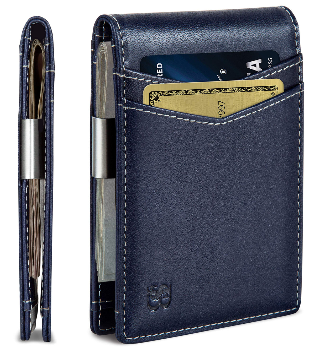 SERMAN BRANDS Money Clip Wallet - Mens Wallets slim Front Pocket RFID Blocking Card Holder Minimalist Mini Bifold