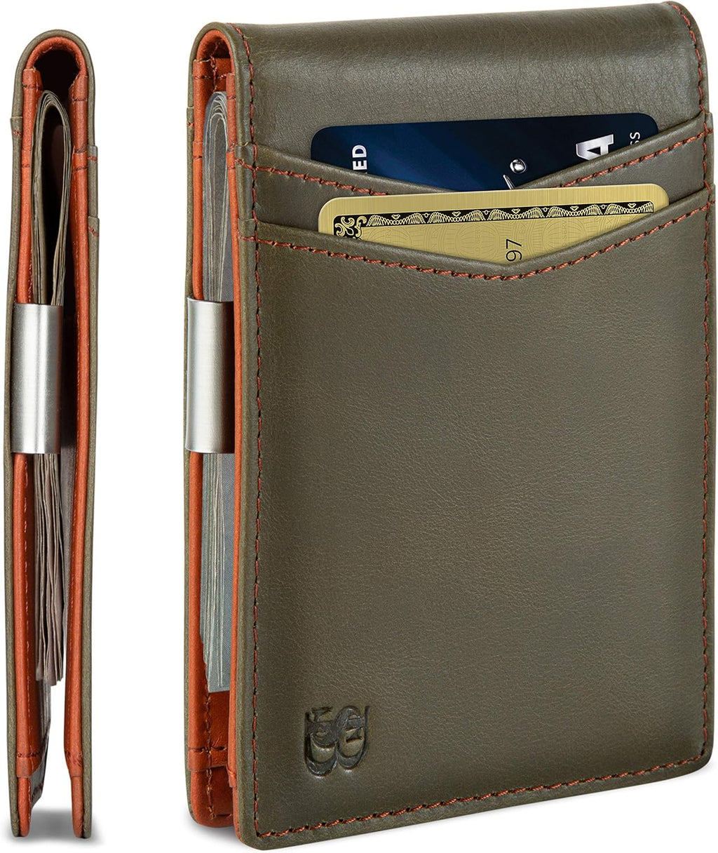 SERMAN BRANDS Money Clip Wallet - Mens Wallets slim Front Pocket RFID Blocking Card Holder Minimalist Mini Bifold