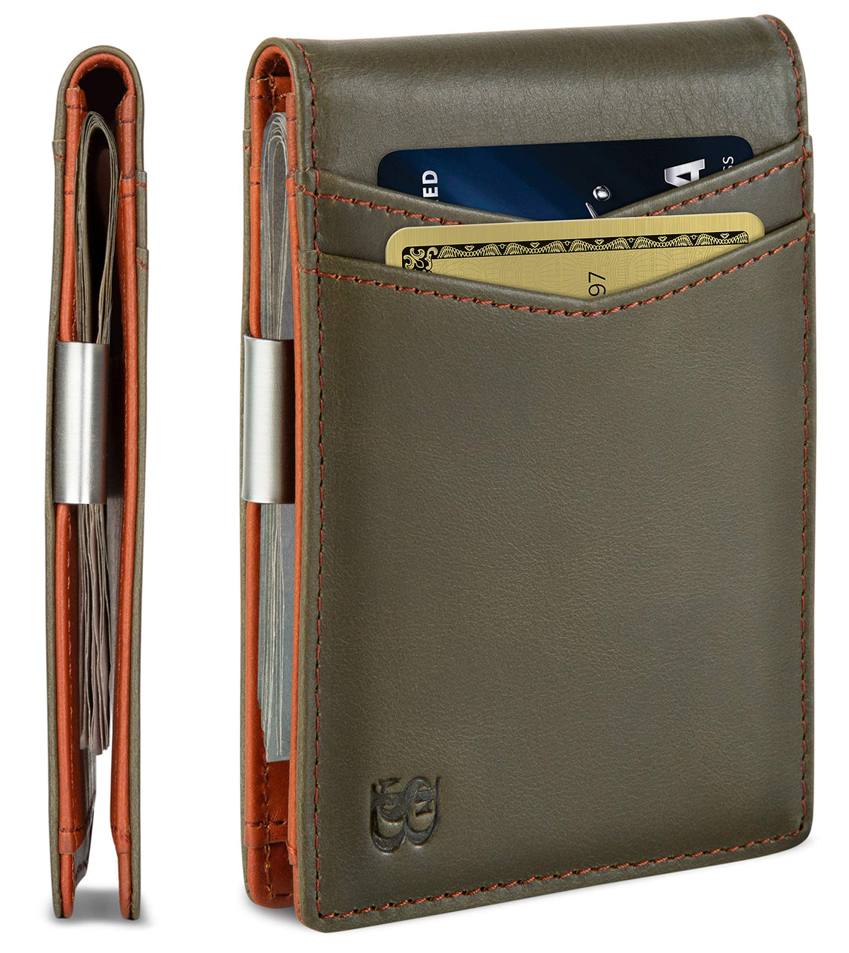 SERMAN BRANDS Money Clip Wallet - Mens Wallets slim Front Pocket RFID Blocking Card Holder Minimalist Mini Bifold