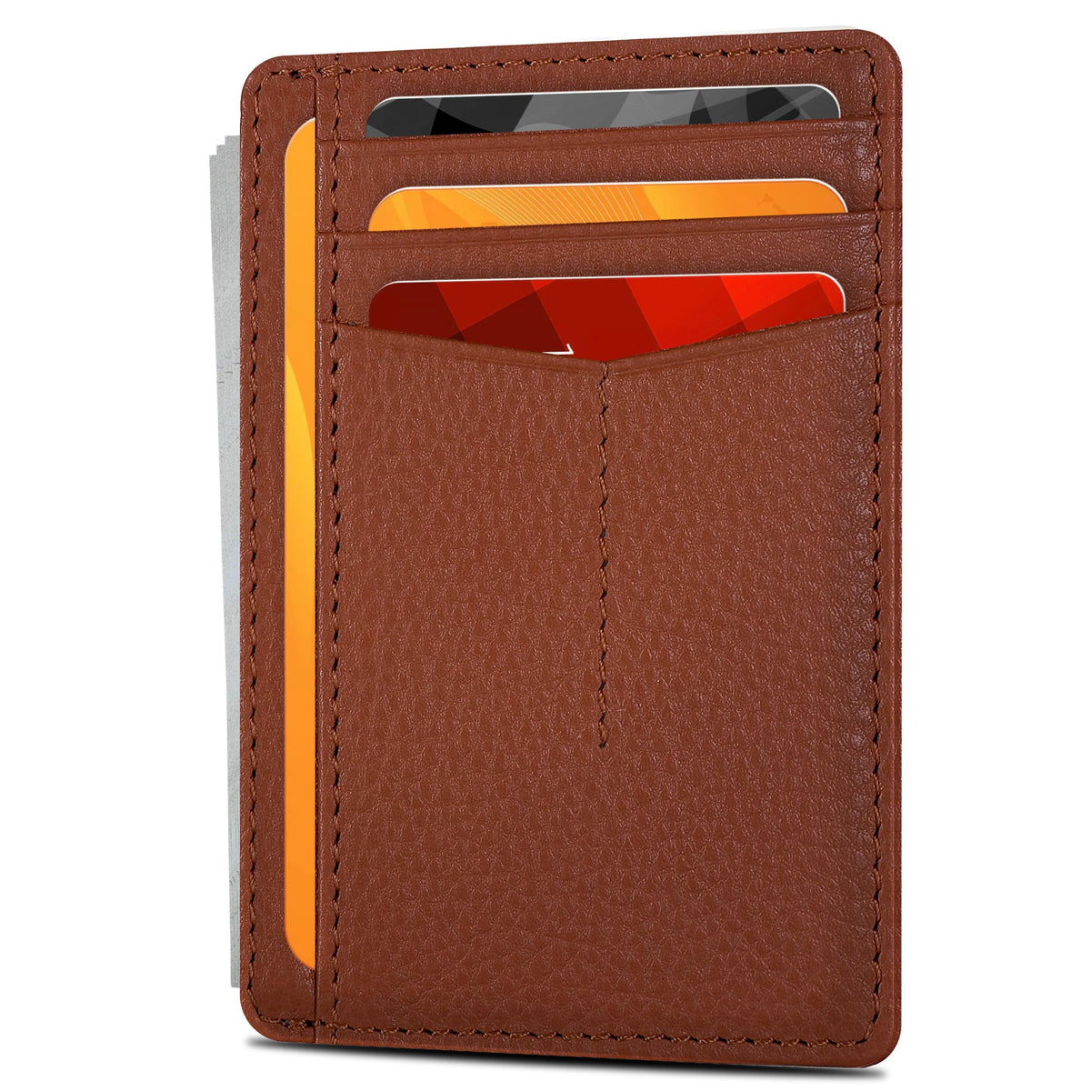 Slim Minimalist RFID Leather Wallet, Front Pocket Card Holder, Ebony