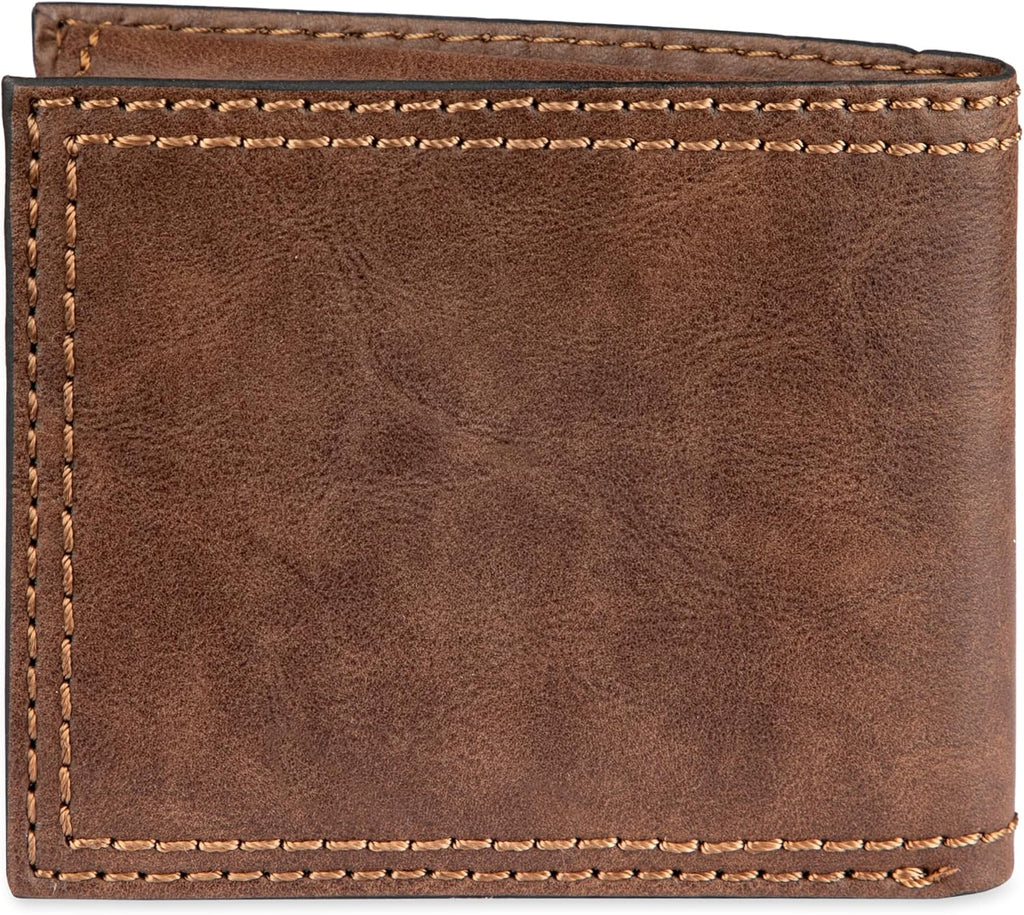 Columbia mens RFID Slim Bifold Wallet With ID Window Dark Tan