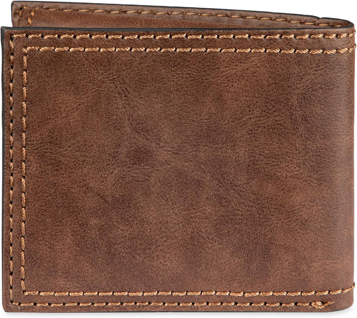 Columbia mens RFID Slim Bifold Wallet With ID Window Dark Tan