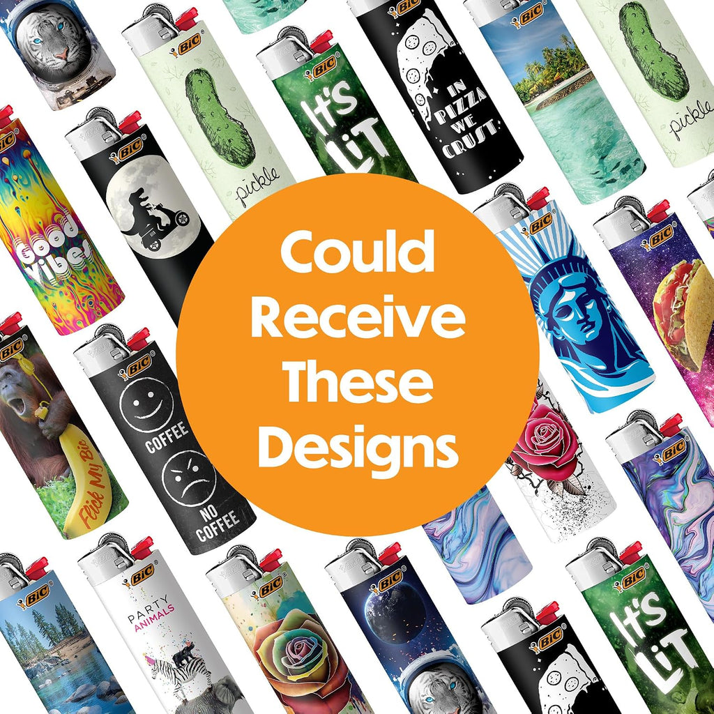 BIC Pocket Lighter, Special Edition Favorites Collection, Assorted Unique Lighter Designs, 50 Count Tray of Lighters