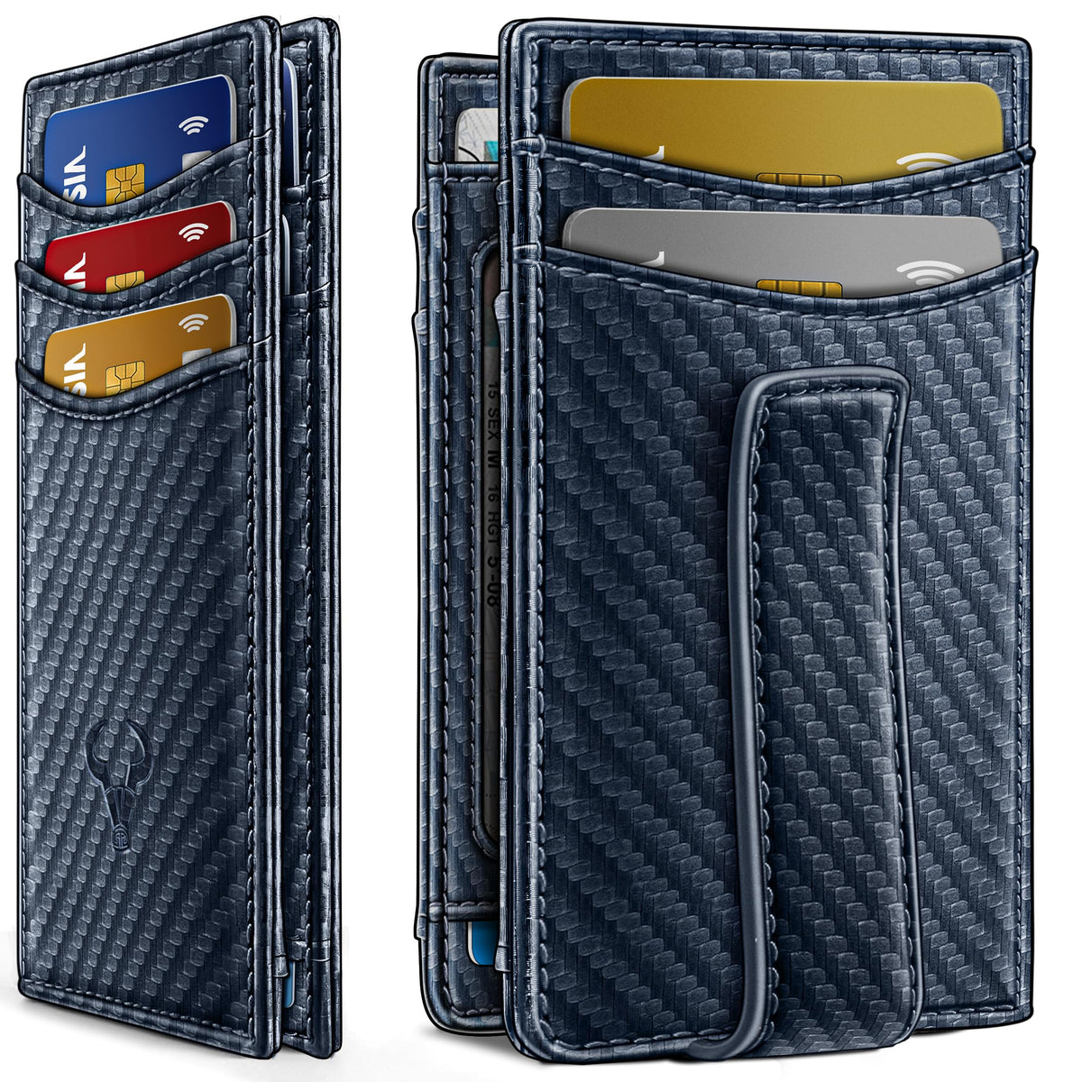 BULLIANT Magnetic Slim Leather Pocket Wallet Money Clip For Men 12Cards