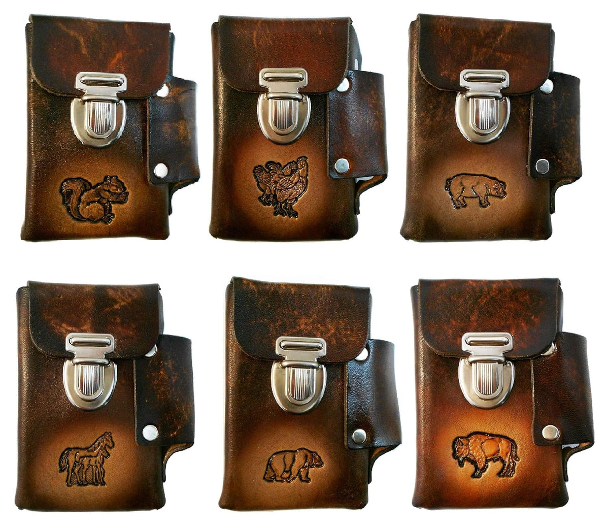 Hand Crafted Leather Cigarette Case, Lighter Pocket, Many Tooled Designs