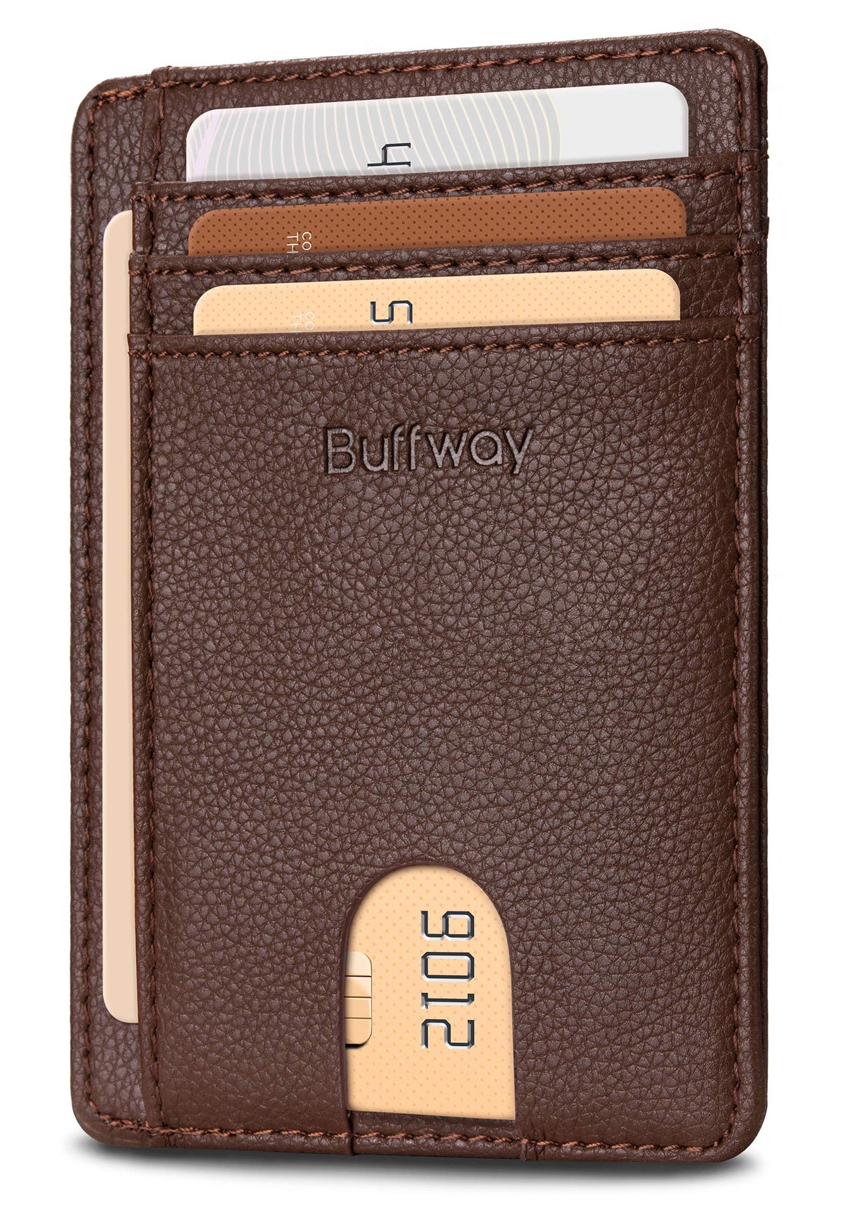 Buffway Slim Minimalist Front Pocket RFID Blocking Leather Wallets for Men and Women - Cross Black