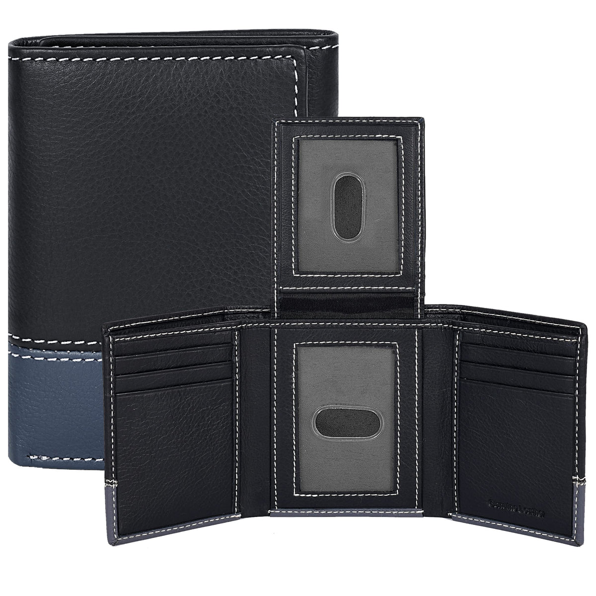 Real Leather Mens Trifold Wallet - RFID Slim Minimalist Front Pocket Gift