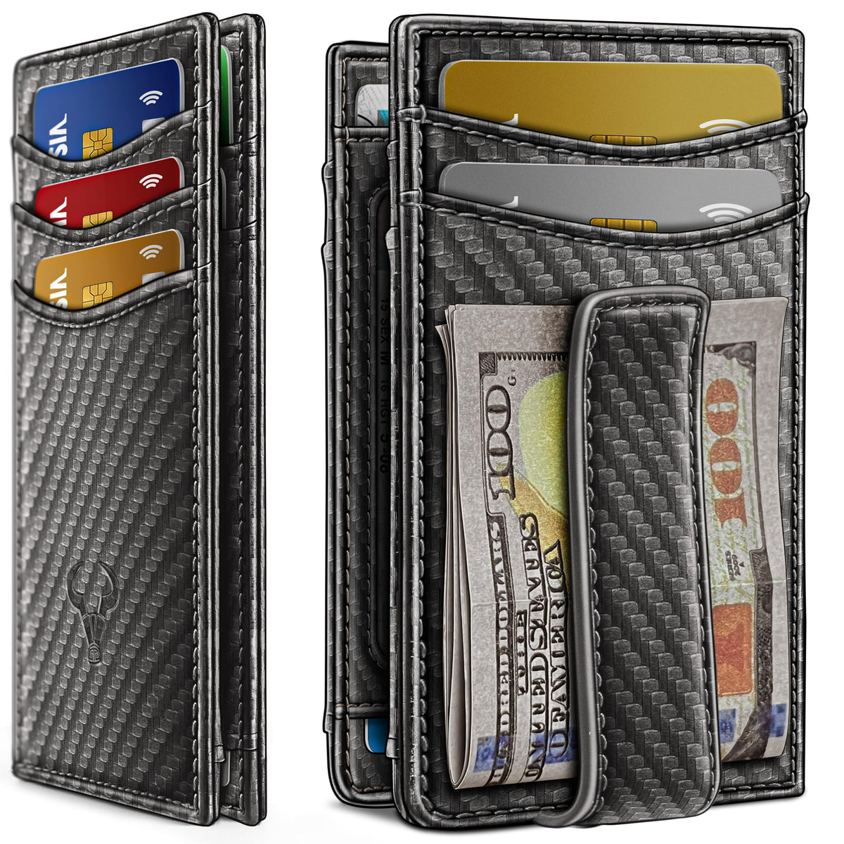 BULLIANT Magnetic Slim Leather Pocket Wallet Money Clip For Men 12Cards