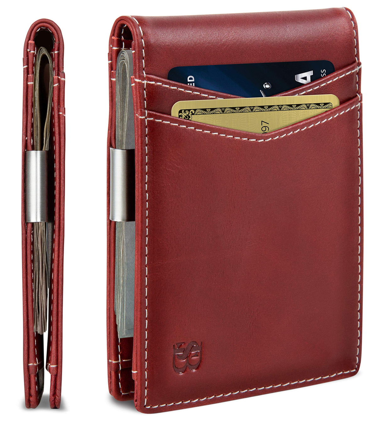 SERMAN BRANDS Money Clip Wallet - Mens Wallets slim Front Pocket RFID Blocking Card Holder Minimalist Mini Bifold