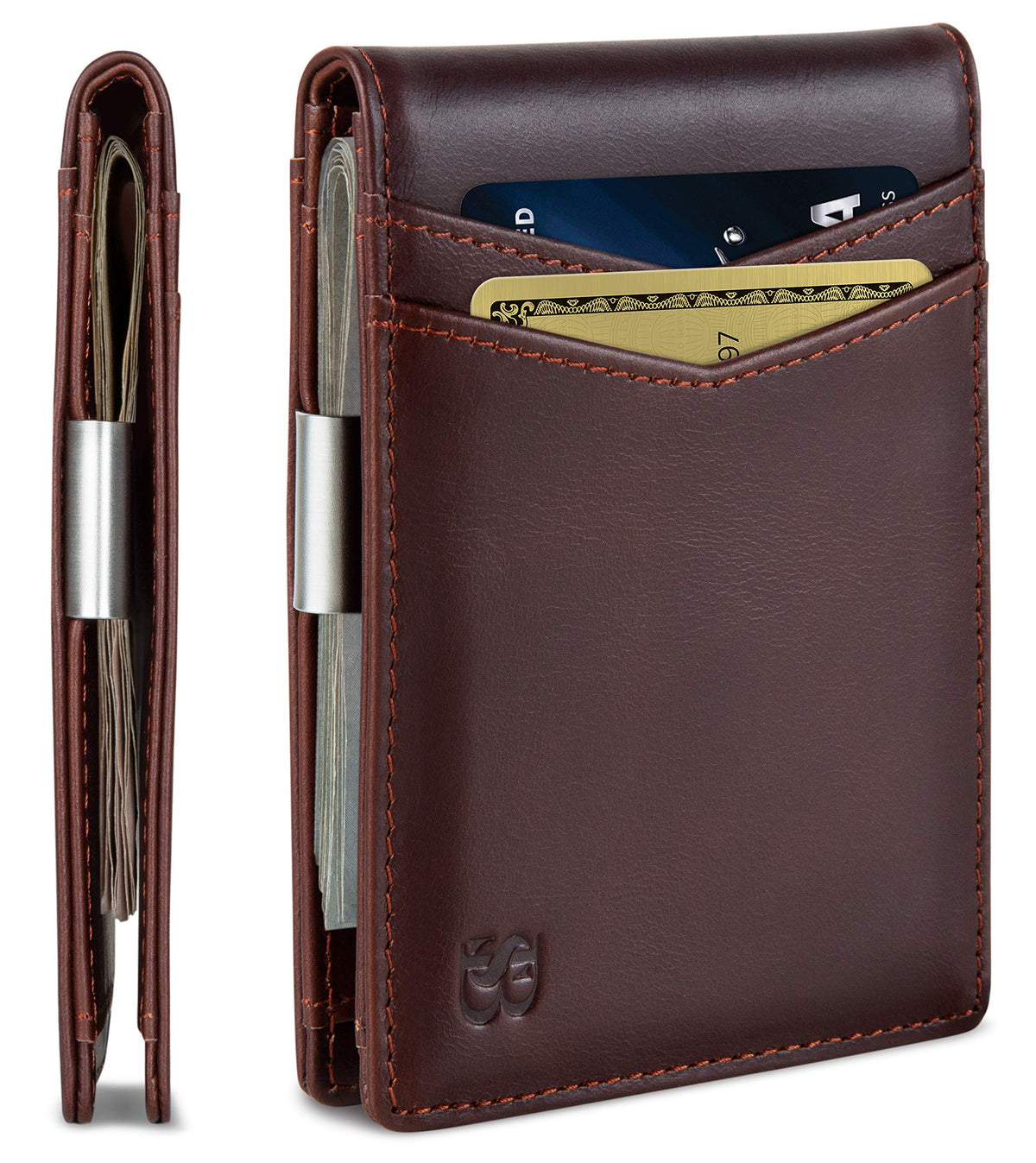 SERMAN BRANDS Money Clip Wallet - Mens Wallets slim Front Pocket RFID Blocking Card Holder Minimalist Mini Bifold