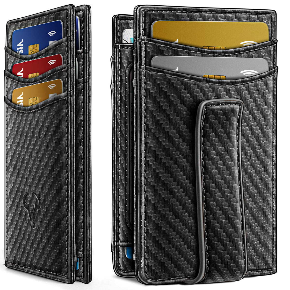 BULLIANT Magnetic Slim Leather Pocket Wallet Money Clip For Men 12Cards