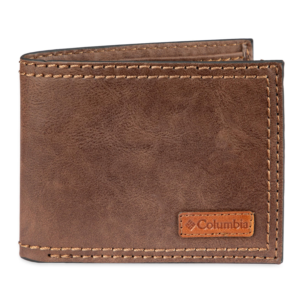 Columbia mens RFID Slim Bifold Wallet With ID Window Dark Tan