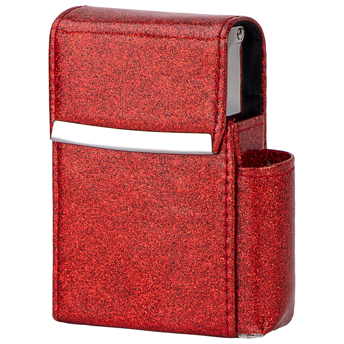PU Leather Sliding Cigarette Box Case with Lighter Holder and Belt Loop for Men and Women Unisex
