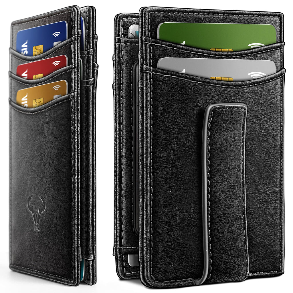 BULLIANT Magnetic Slim Leather Pocket Wallet Money Clip For Men 12Cards