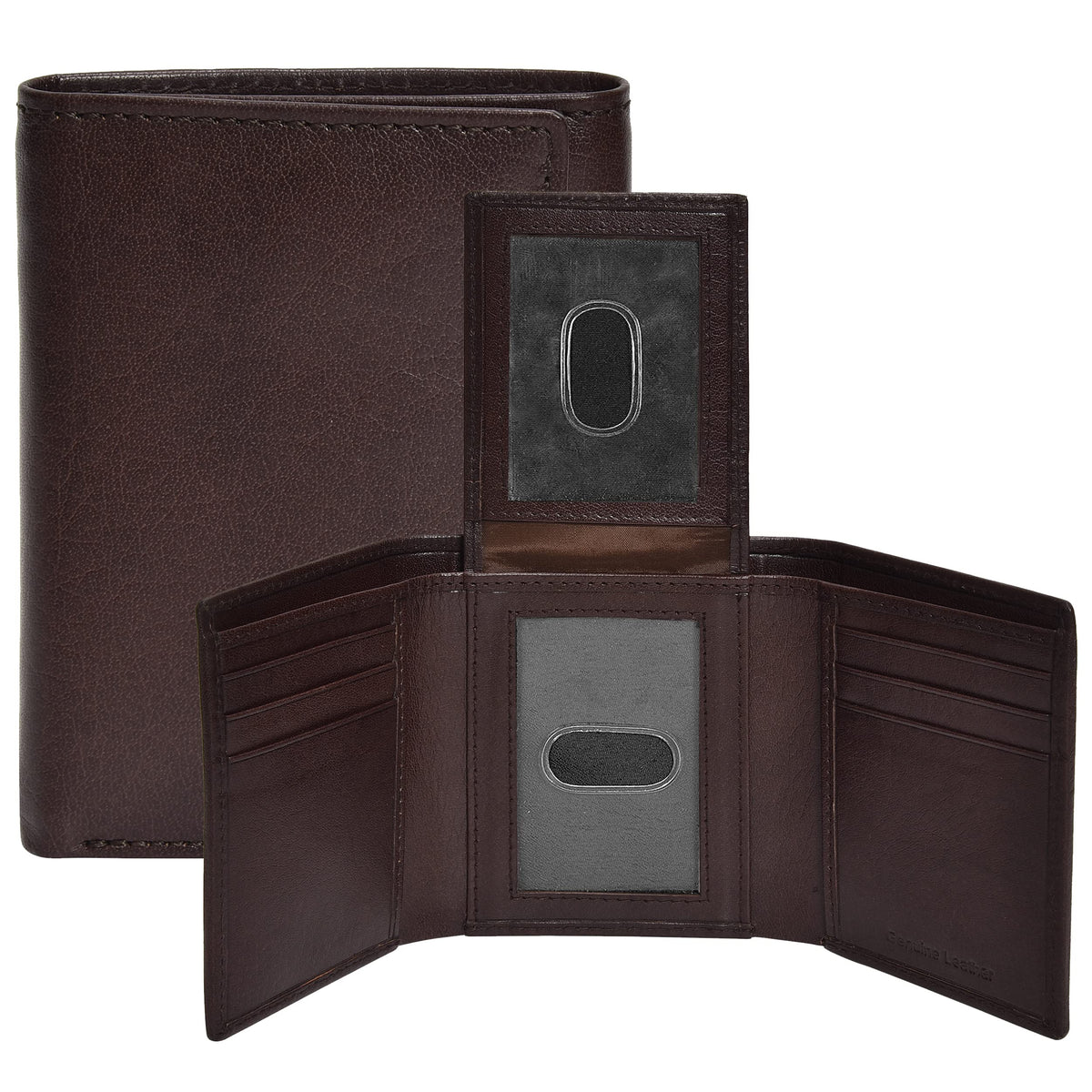 Real Leather Mens Trifold Wallet - RFID Slim Minimalist Front Pocket Gift
