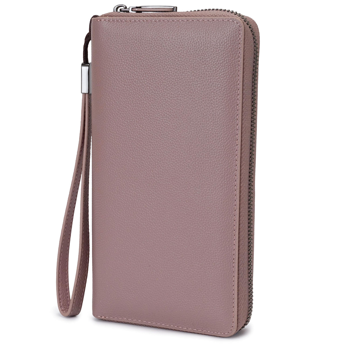 Bveyzi Women RFID Blocking Wallet Leather Zip Around Phone Clutch Large Capacity Ladies Travel Purse Wristlet