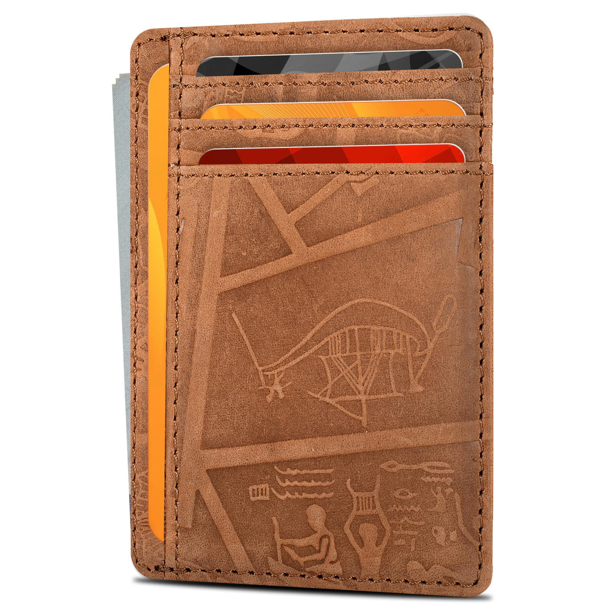 Slim Minimalist RFID Leather Wallet, Front Pocket Card Holder, Ebony