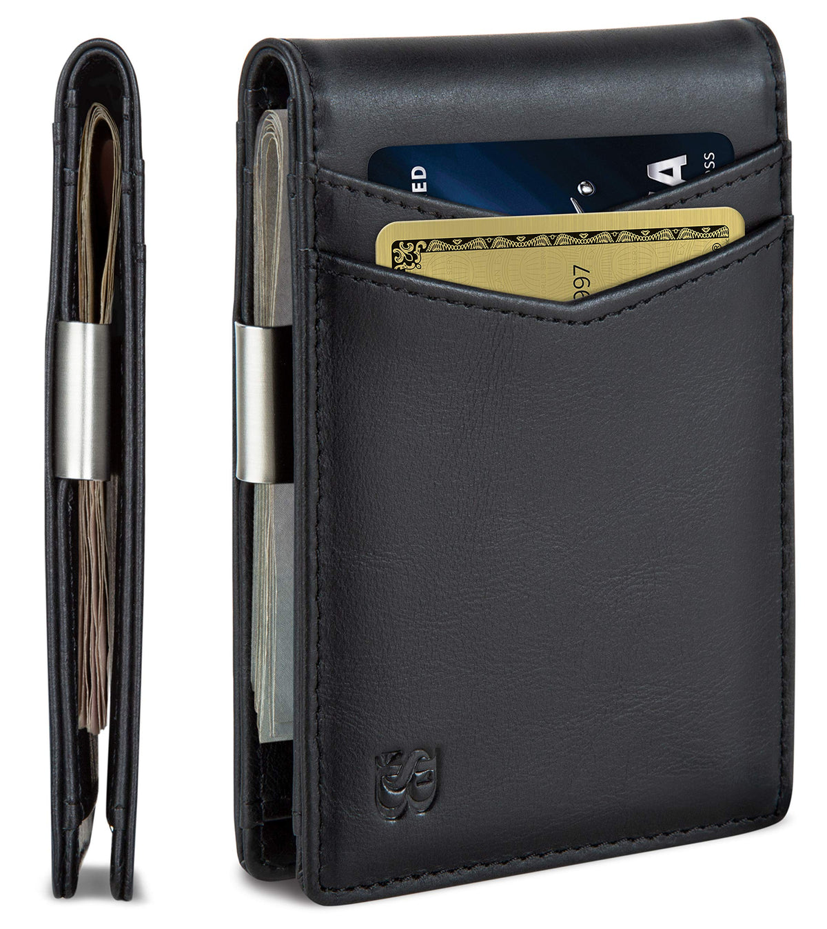 SERMAN BRANDS Money Clip Wallet - Mens Wallets slim Front Pocket RFID Blocking Card Holder Minimalist Mini Bifold