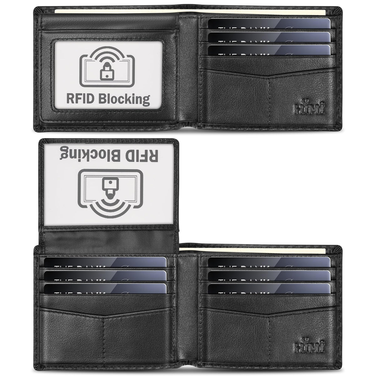 HIMI Wallet for Men-Genuine Leather RFID Blocking Bifold Stylish Wallet With 2 ID Window