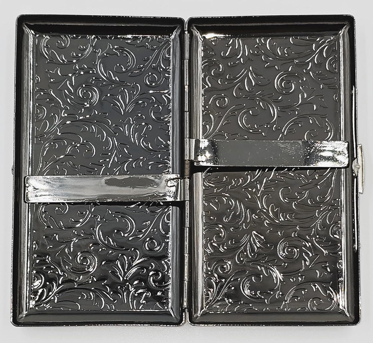 Cigarette Case Victorian Style Metal Holder for Regular, King and 100's Size Pocket Protective Security Wallet (ES100,Black)