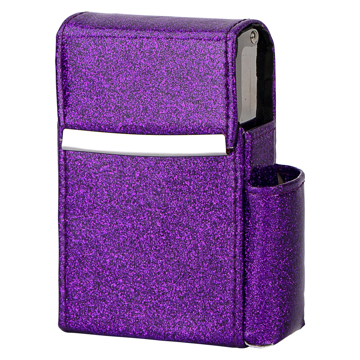 PU Leather Sliding Cigarette Box Case with Lighter Holder and Belt Loop for Men and Women Unisex