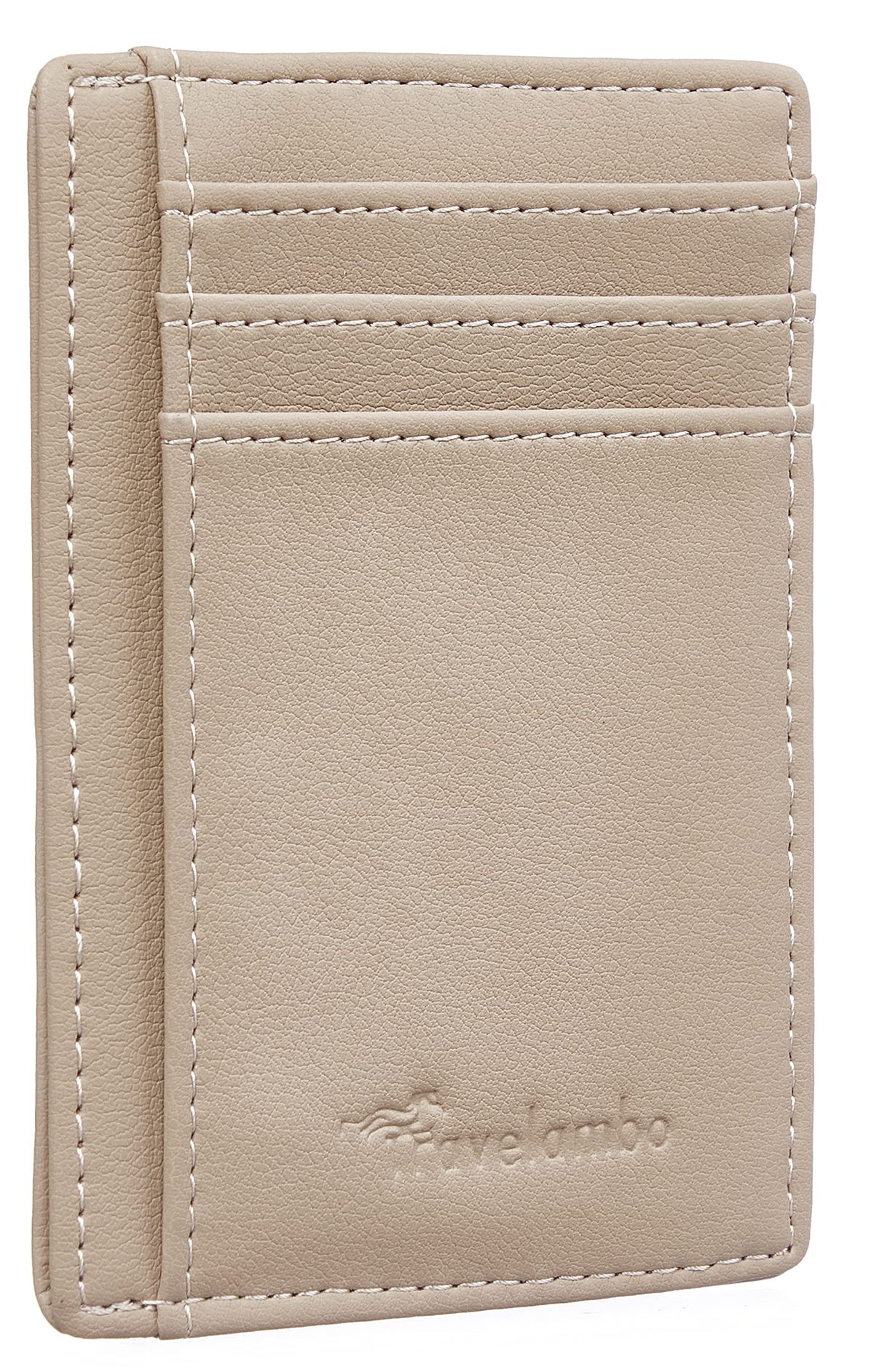 Travelambo Front Pocket Minimalist Leather Slim Wallet RFID Blocking Medium Size