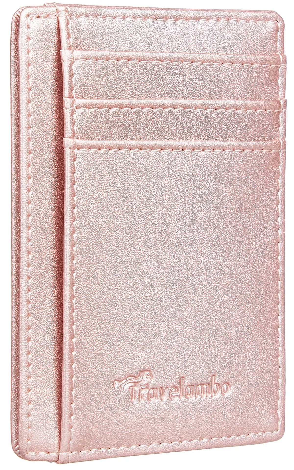 Travelambo Front Pocket Minimalist Leather Slim Wallet RFID Blocking Medium Size