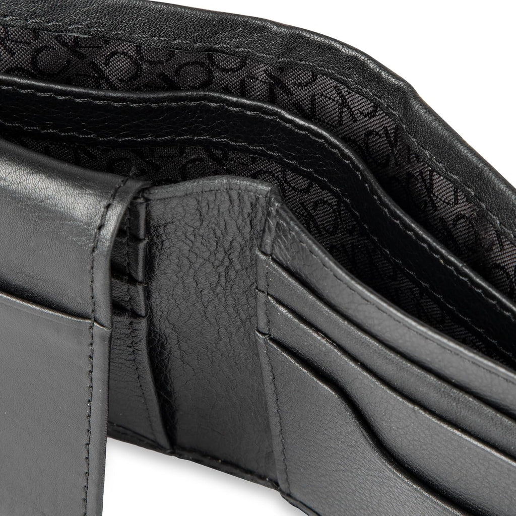 Calvin Klein Men's RFID Leather Minimalist Bifold Wallet with Multiple Card Slots and ID Window