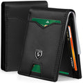 GSOIAX Slim Wallet for Men Rfid Blocking Leather Bifold Front Pocket Carbon Fiber Men's Money Clips Credit Card Holder With Gift Box