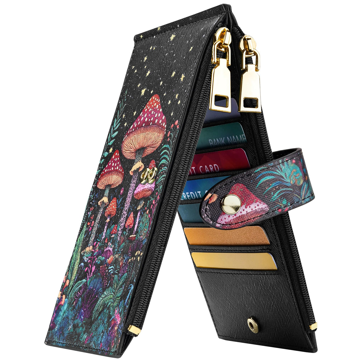 Travelambo RFID Wallet Women Large Size Bifold Multi Card Wallet Case with Zipper Pocke Credit Card Holder for Women