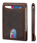 SERMAN BRANDS RFID Blocking Slim Bifold Genuine Leather Minimalist Front Pocket Wallets for Men with Money Clip Thin Mens