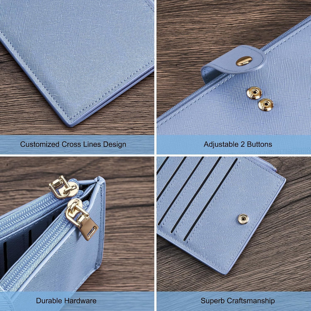 Travelambo RFID Wallet Women Large Size Bifold Multi Card Wallet Case with Zipper Pocke Credit Card Holder for Women