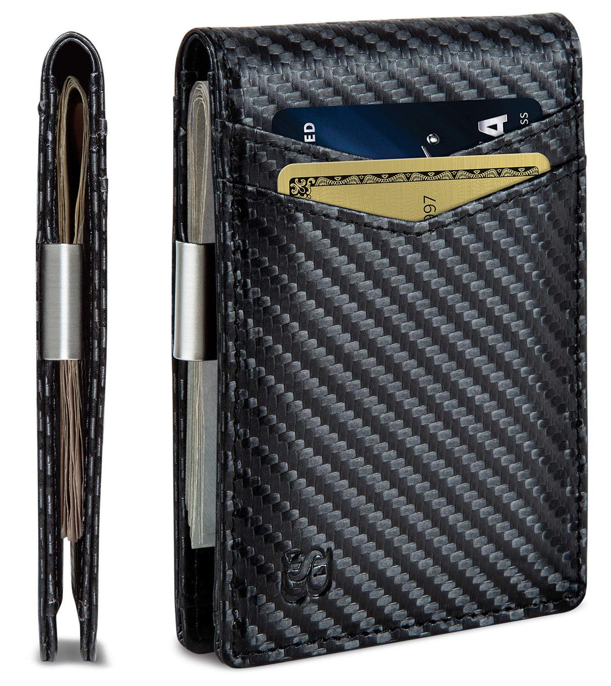 SERMAN BRANDS Money Clip Wallet - Mens Wallets slim Front Pocket RFID Blocking Card Holder Minimalist Mini Bifold